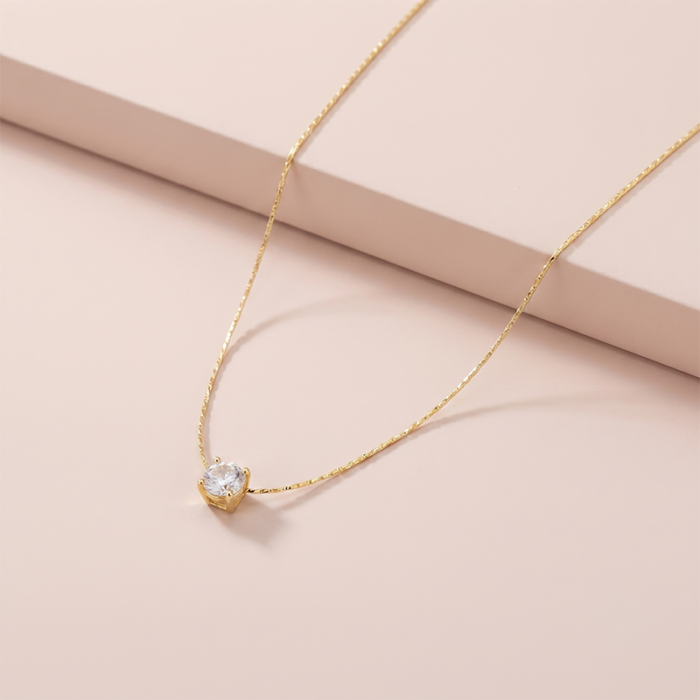 Colar ponto de luz com zircônia banhado a ouro 18k