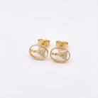 Brinco oval Nossa Senhora Aparecida com zircônias banho ouro 18k semijoia hipoalergênica