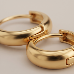 Brinco argola lisa banho ouro 18k tamanho G hipoalergênico com acabamento polido de alto brilho.