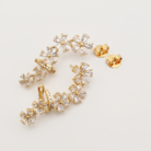 Brinco ear cuff floral com zircônias banho ouro 18k semijoia hipoalergênica