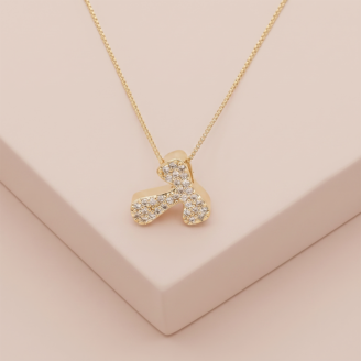 olar letra T com zircônias banhado a ouro 18k hipoalergênico com acabamento delicado.