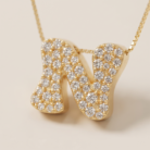 Colar letra N com zircônias banhado a ouro 18k hipoalergênico com acabamento delicado.