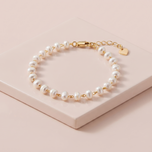 Pulseira de pérolas barrocas banho ouro 18k hipoalergênica