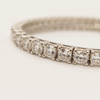Pulseira riviera bracelete com zircônias transparentes banho ródio hipoalergênica