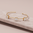 Pulseira bracelete com zircônias quadradas transparentes banho ouro 18k hipoalergênica