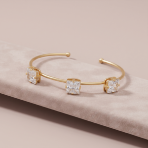 Pulseira bracelete com zircônias quadradas transparentes banho ouro 18k hipoalergênica