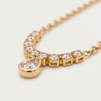 Pulseira riviera com gota de zircônia banho ouro 18k hipoalergênica