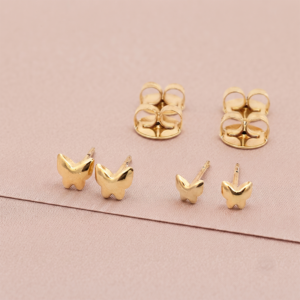 Brinco borboleta duplo banho ouro 18k hipoalergênico para mulheres