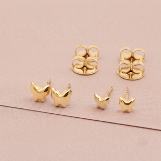 Brinco borboleta duplo banho ouro 18k hipoalergênico para mulheres