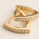 Brinco argola triangular com zircônias banho ouro 18k semijoia hipoalergênica