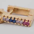 Brinco argola com zircônias coloridas banho ouro 18k tamanho P hipoalergênico