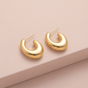 Brinco argola clássica lisa banho ouro 18k hipoalergênico para mulheres