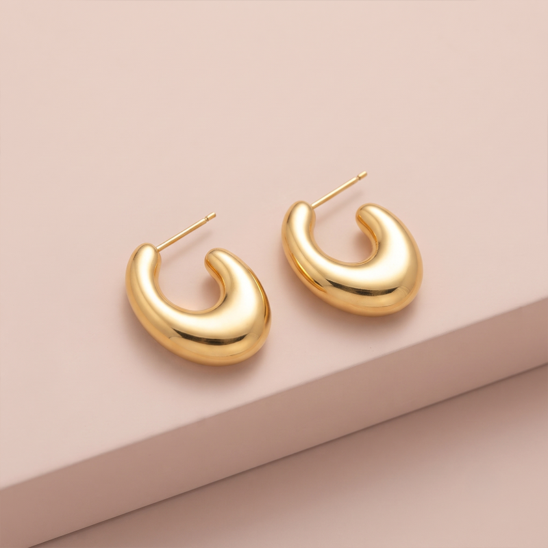 Brinco Argola Clássica Lisa Ouro 18K Brinco argola clássica lisa banho ouro 18k hipoalergênico para mulheres