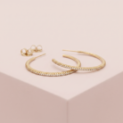 Brinco argola com zircônias banho ouro 18k tamanho G hipoalergênico