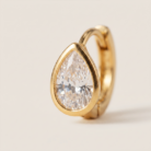 Brinco argola gota com zircônia banho ouro 18k hipoalergênico