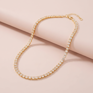 Colar choker Riviera de zircônias banho ouro 18k hipoalergênico para mulheres