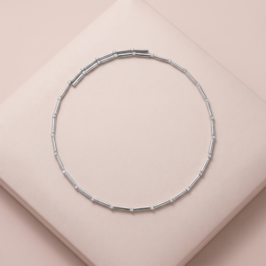 Colar choker canutilho com zircônias banho ródio hipoalergênico para mulheres