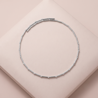 Colar choker canutilho com zircônias banho ródio hipoalergênico para mulheres