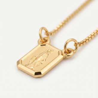 Colar escapulário Nossa Senhora Aparecida e Sagrado Coração de Jesus banho ouro 18k hipoalergênico.