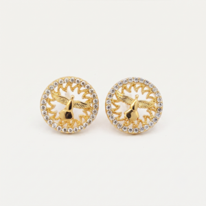 Brinco Divino Espírito Santo com zircônias banho ouro 18k semijoia hipoalergênica