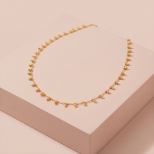 Colar com esferas suspensas banho ouro 18k hipoalergênico para mulheres