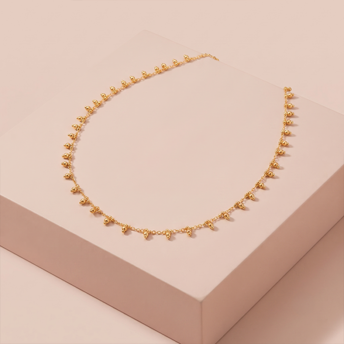 Colar com esferas suspensas banho ouro 18k hipoalergênico para mulheres