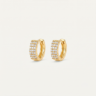 Brinco argola com zircônias tamanho P banho ouro 18k semijoia hipoalergênica