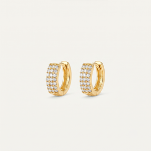 Brinco argola com zircônias tamanho P banho ouro 18k semijoia hipoalergênica
