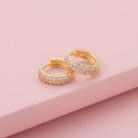 Brinco argola com zircônias tamanho G banho ouro 18k semijoia hipoalergênica