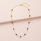Colar choker com zircônias pretas banho ouro 18k hipoalergênico para mulheres