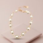 Pulseira de pérolas clássicas banho ouro 18k hipoalergênica