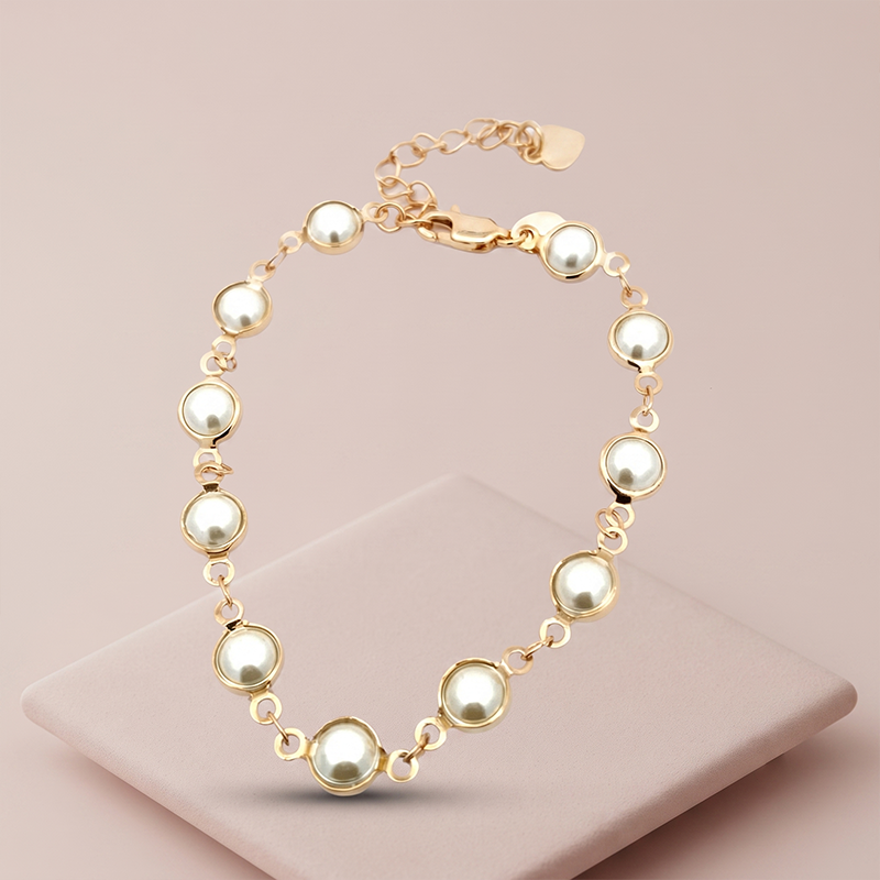 Pulseira de pérolas clássicas banho ouro 18k Pulseira de pérolas clássicas banho ouro 18k hipoalergênica