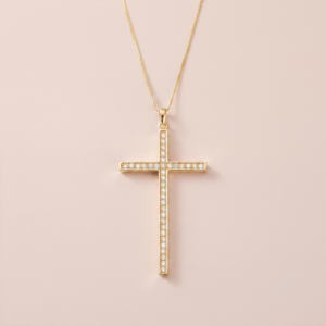 olar cruz cravejada com zircônias em banho ouro 18k, semijoia feminina hipoalergênica.