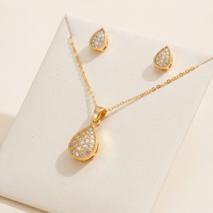 Conjunto Limão Siciliano com colar e brincos banho ouro 18k hipoalergênico