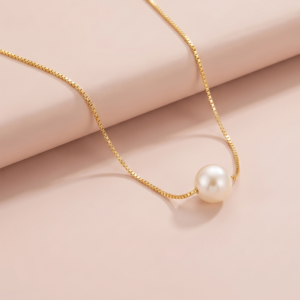 Colar com pérola central banho ouro 18k hipoalergênico para mulheres