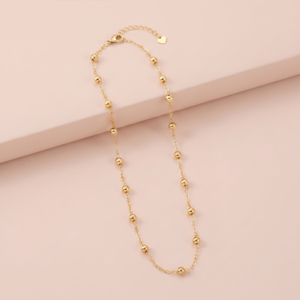 Colar com esferas metálicas banho ouro 18k hipoalergênico para mulheres