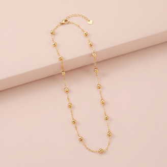 Colar com esferas metálicas banho ouro 18k hipoalergênico para mulheres