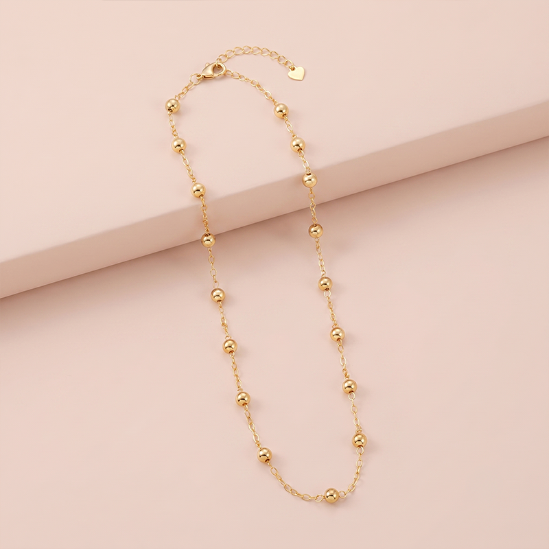 Colar com Esferas Metálicas Ouro 18K Colar com esferas metálicas banho ouro 18k hipoalergênico para mulheres