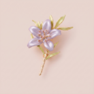 Broche flor lilás com zircônia e banho ouro 18k, hipoalergênico