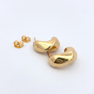 Brinco escultural orgânico banho ouro 18k hipoalergênico para mulheres