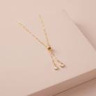 olar gravatinha com gotas de zircônia em banho ouro 18k, semijoia feminina hipoalergênica.