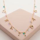 Colar gratidão com zircônias banho ouro 18k hipoalergênico com acabamento polido de alto brilho.
