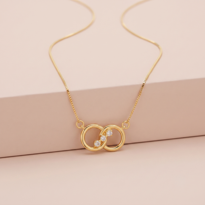 Colar infinito com zircônias banho ouro 18k hipoalergênico para mulheres
