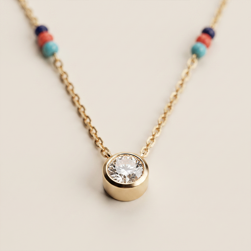 Colar longo colorido com zircônia banho ouro 18k Colar longo colorido com zircônia banho ouro 18k hipoalergênico com acabamento polido de alto brilho.