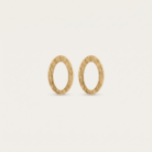 Brinco oval vazado com banho ouro 18k, semijoia feminina hipoalergênica de design elegante.