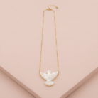 Colar Divino Espírito Santo em madrepérola banho ouro 18k hipoalergênico